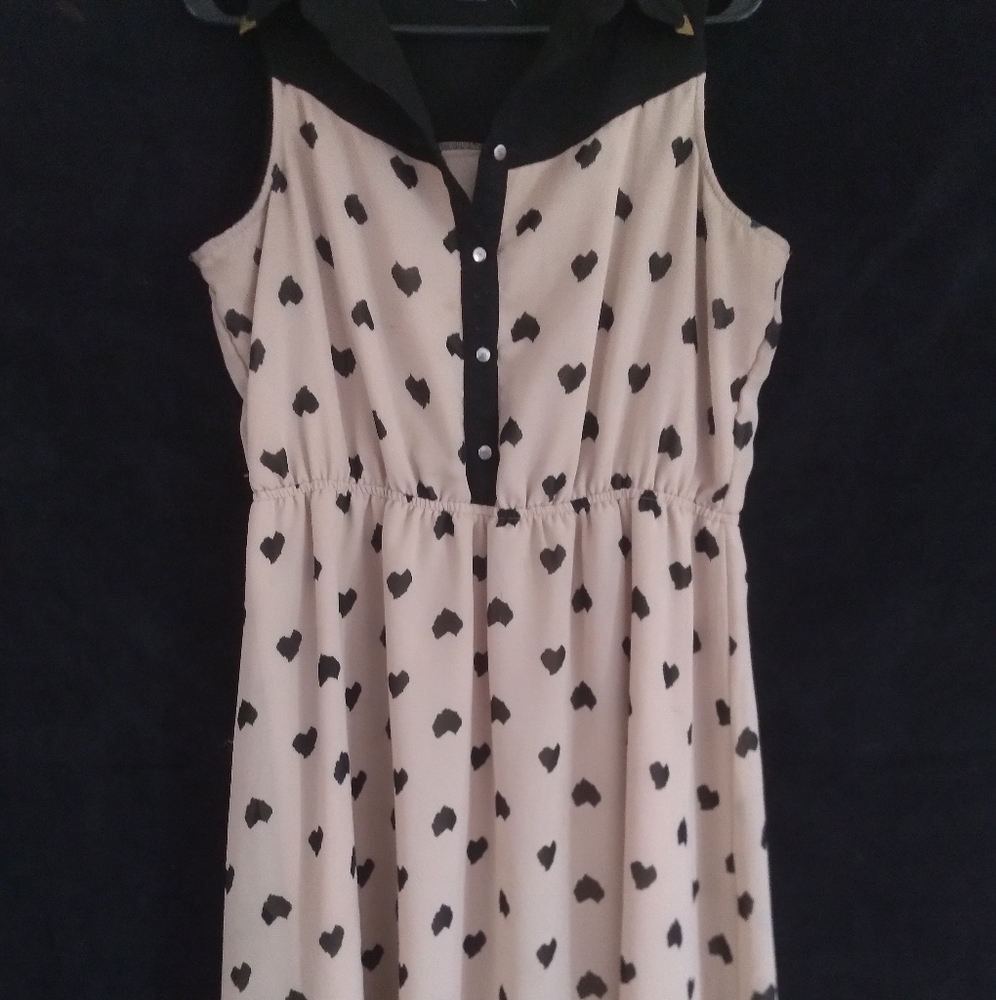 Womens Black Heart Waterfall Dress